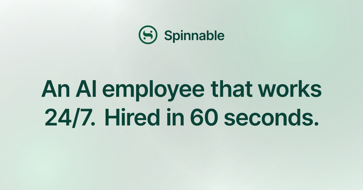 Spinnable AI Employee Platform dashboard showing persistent role-based AI workforce management